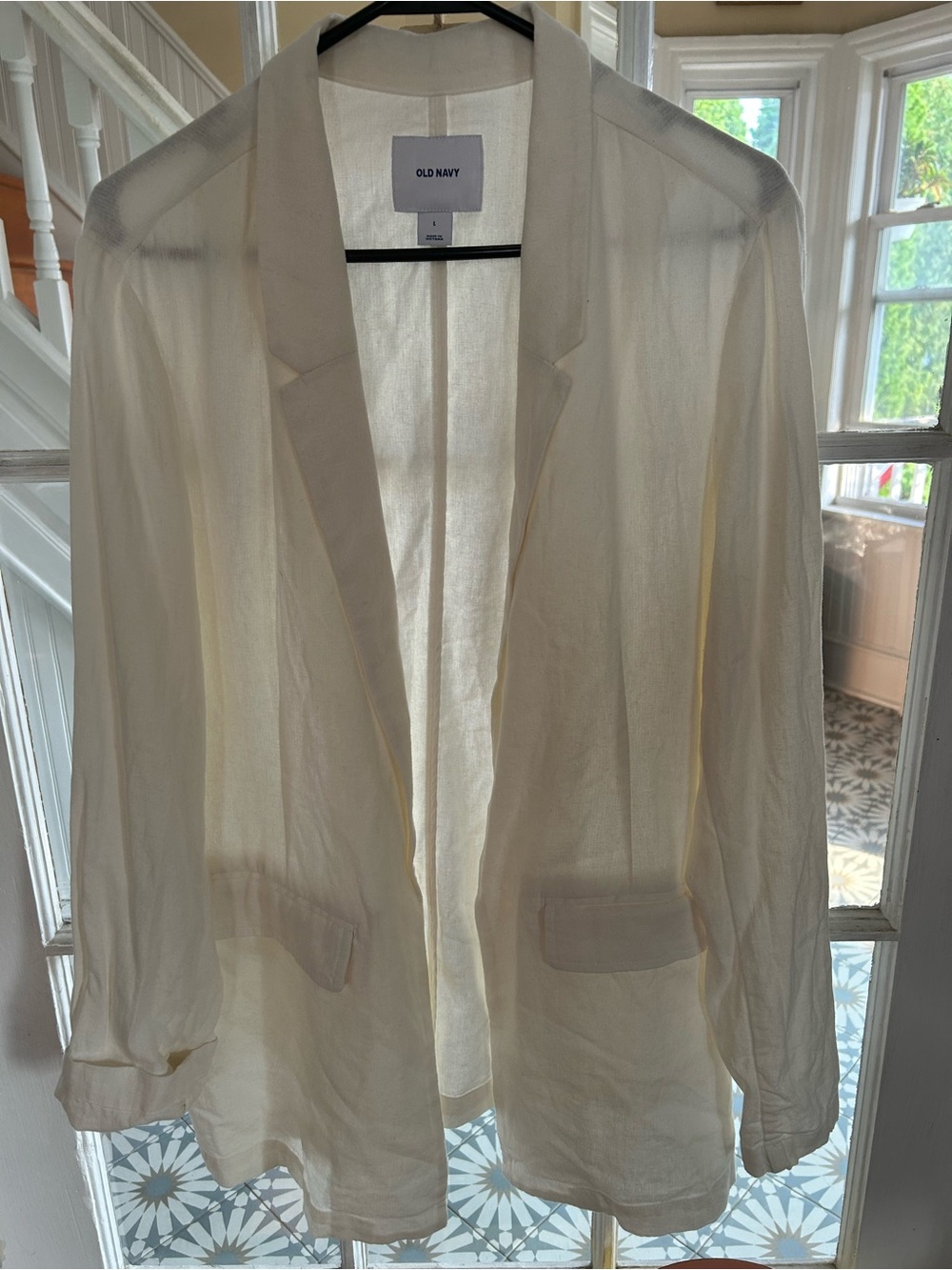 Old Navy Women's Cream Open-Front Lightweight Blazer